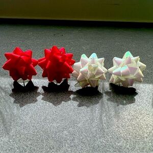 2 pair Christmas bow earrings